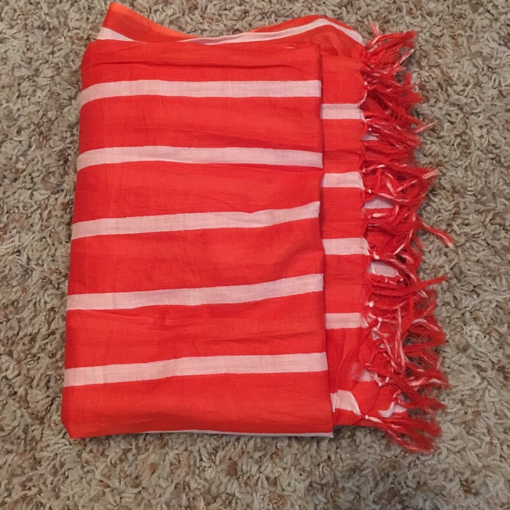 Orange & White Striped rectangular scarf